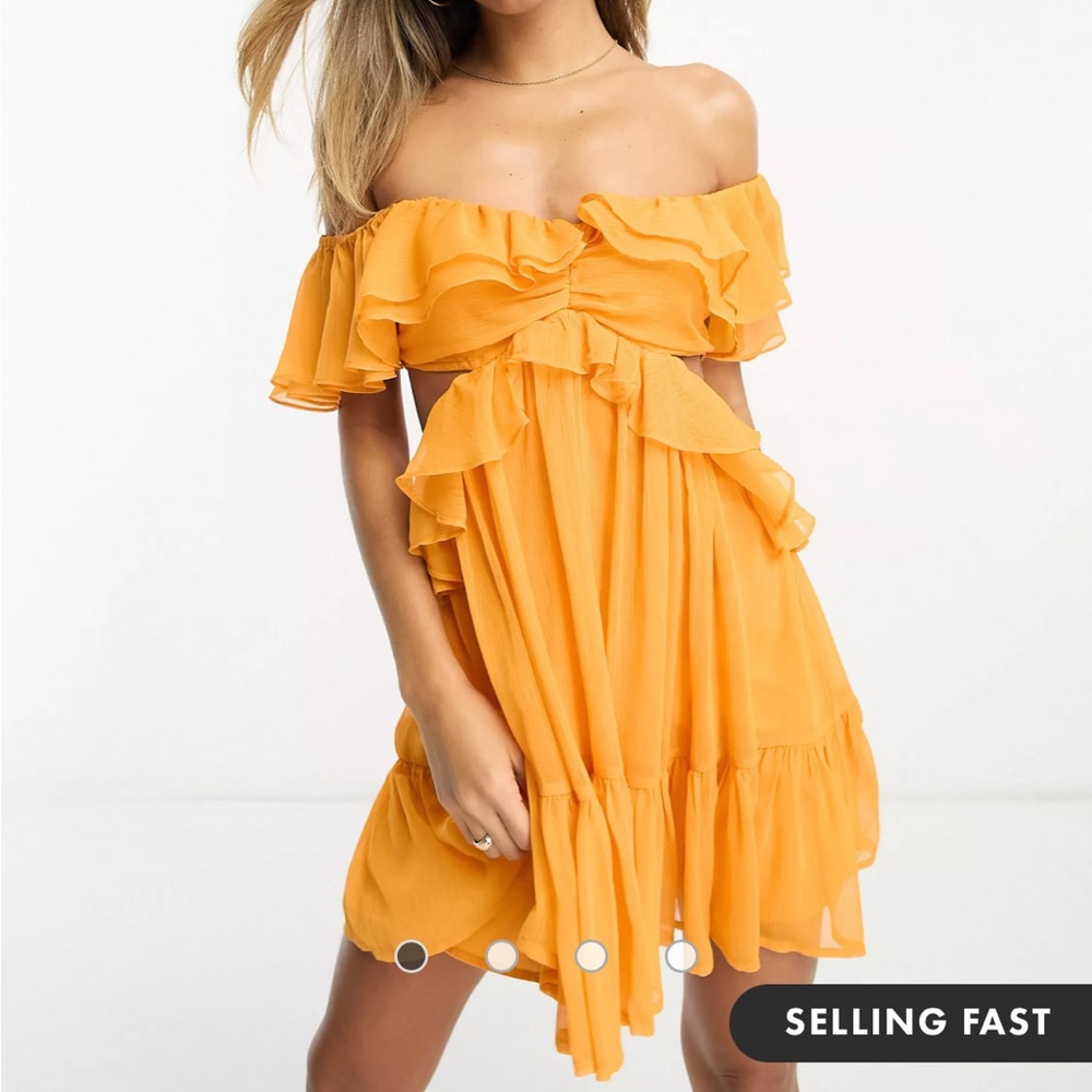 ASOS orange cut out off shoulder mini dress new with tags